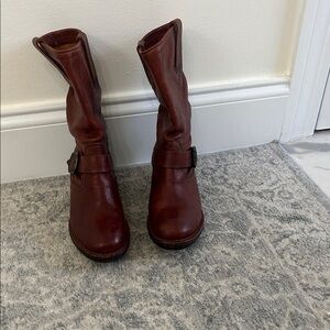 Frye Women's Rich Brown Leather Combat Boots